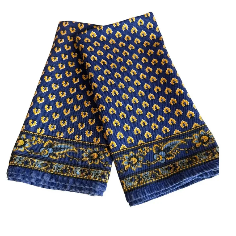 Williams Sonoma Marseille French Provincial Kitchen Towels Blue Yellow
